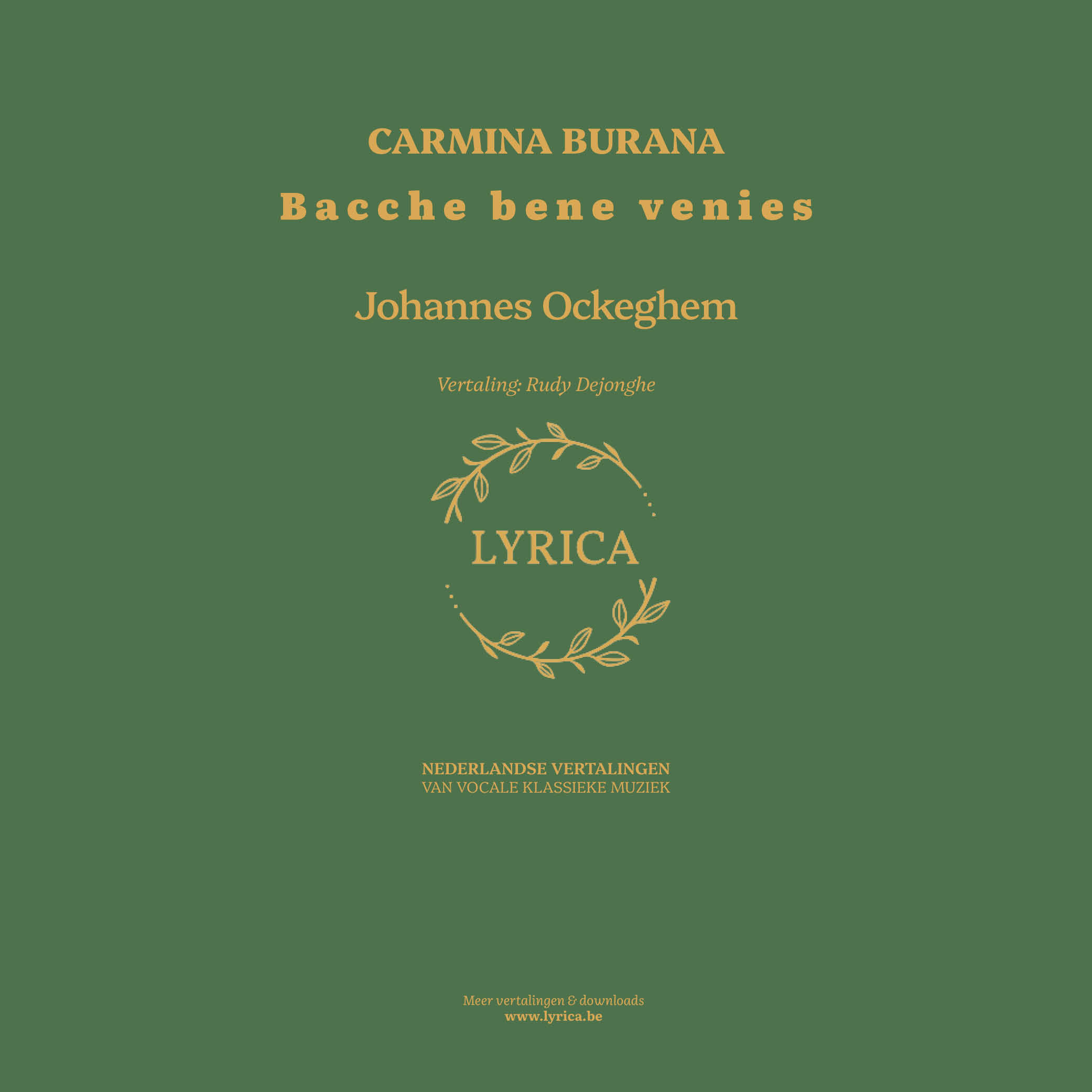 Bacche bene venies (Carmina Burana)